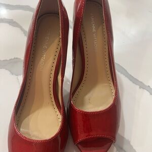 Adrienne Vittadini Glossy Red Peep Toe Heels